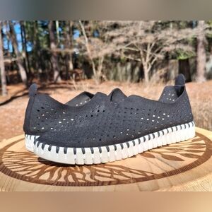 Ilse Jacobsen Hornbaek Tulip 139 Black Preforated Slip On Sneaker Size 37 Or 6.5